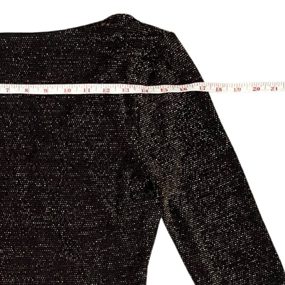 Forever 21 Black Metallic Shimmer Bodycon Mini Dress Size L V-Neck Party Glam - Picture 12 of 14